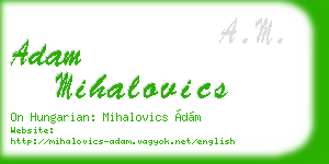adam mihalovics business card